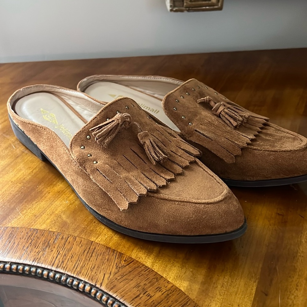 Caramel suede very comfy mules.